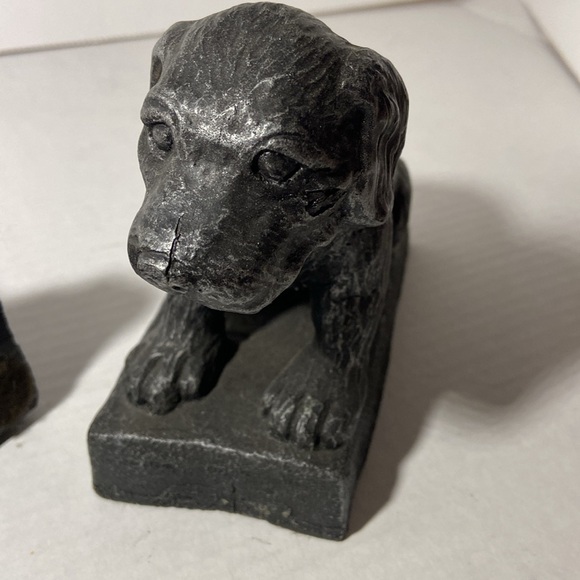 Pair of Vintage Heavy Resin Black Lab Bookends Signed JIN 93 - Picture 4 of 11